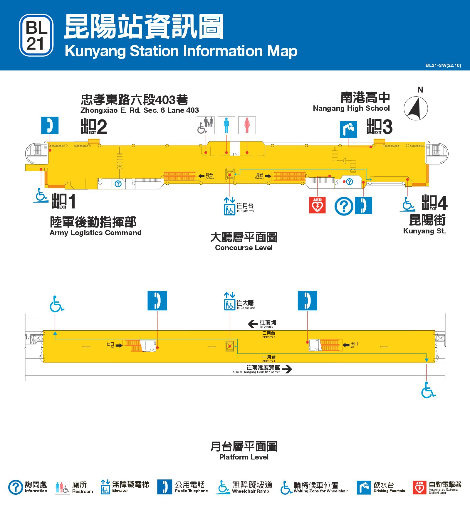台北捷運昆陽車站平面圖出口圖