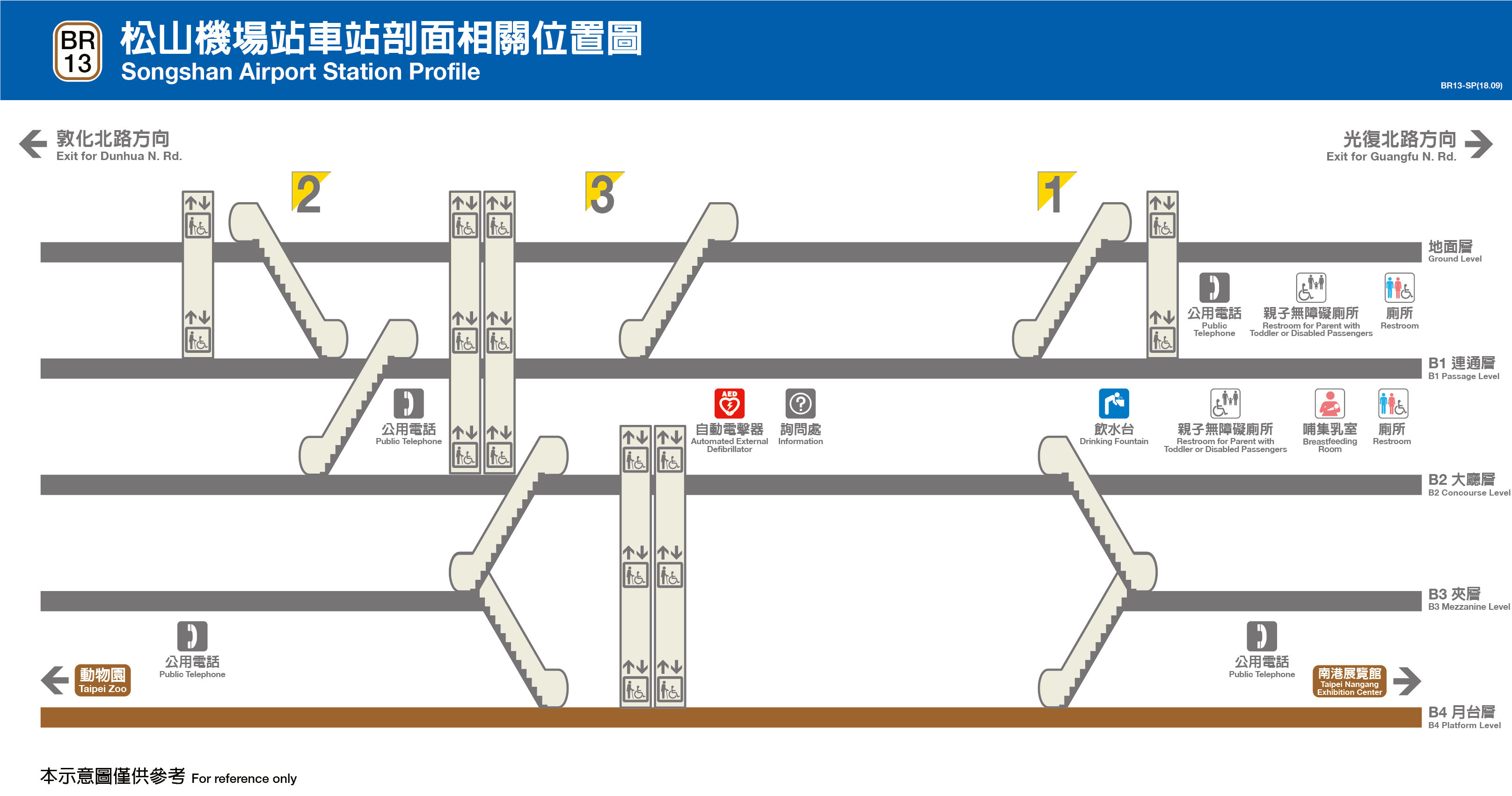 台北捷運松山機場站平面圖剖面圖