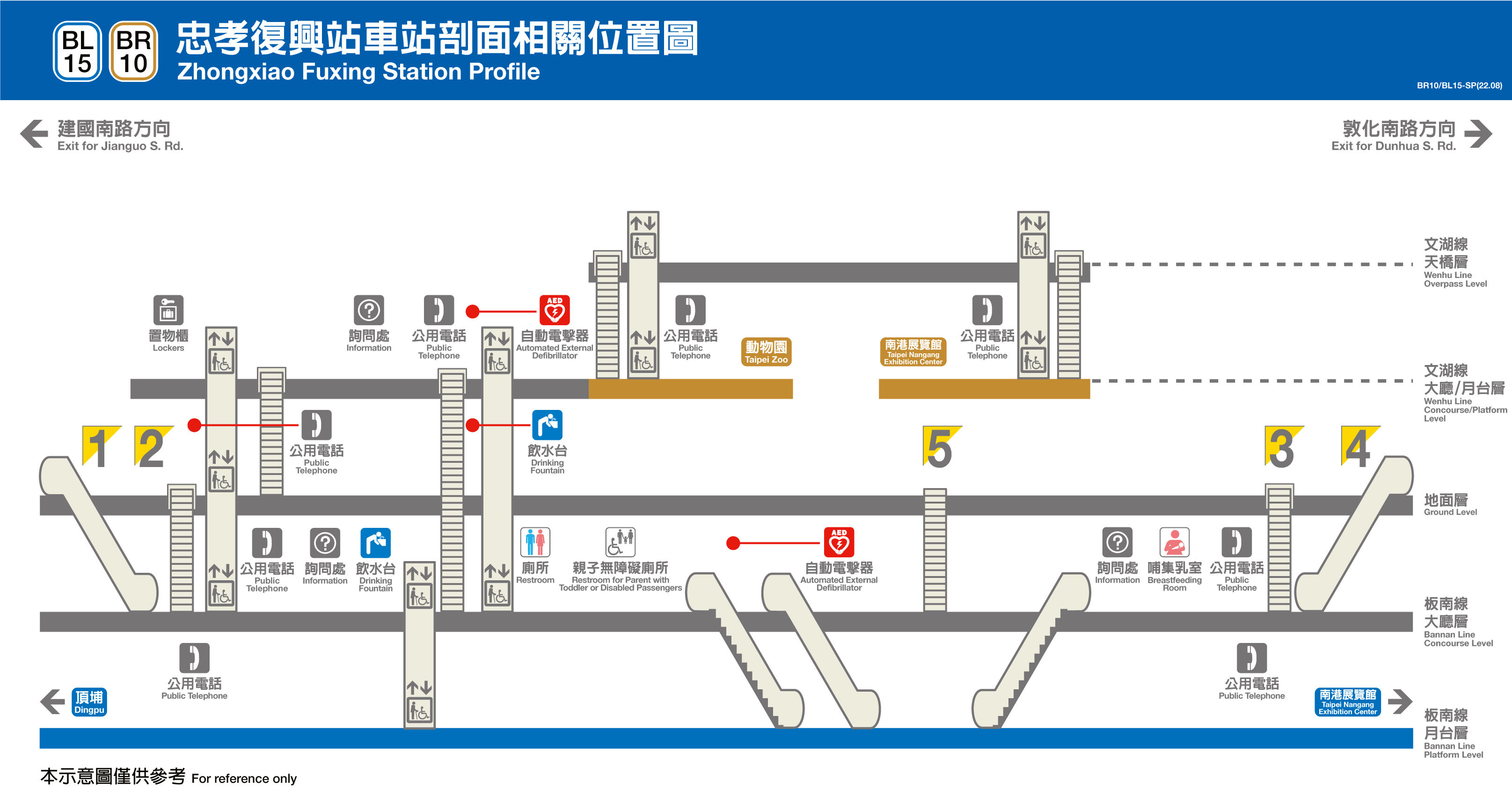 台北捷運忠孝復興站平面圖剖面圖