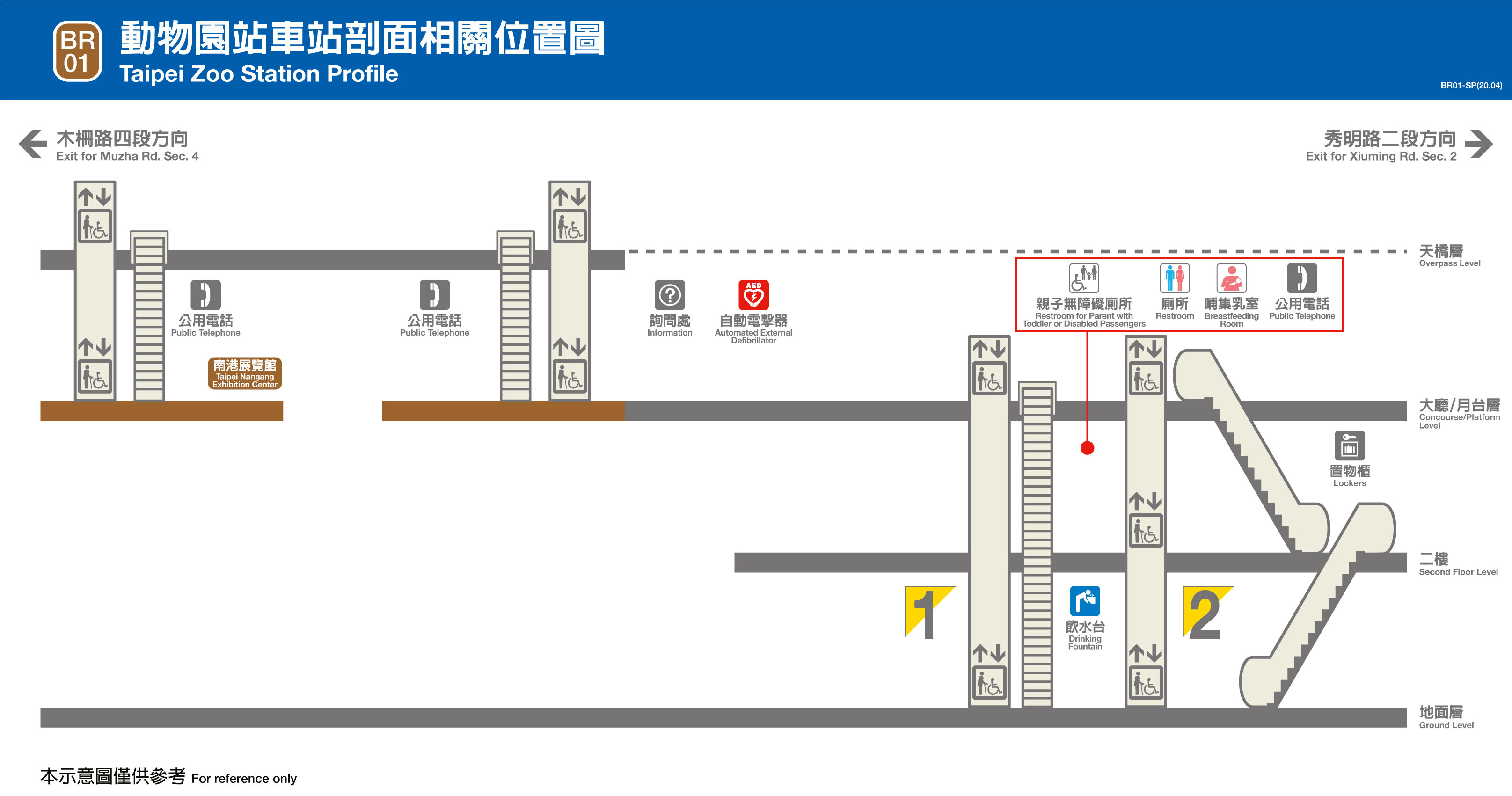台北捷運動物園站平面圖剖面圖