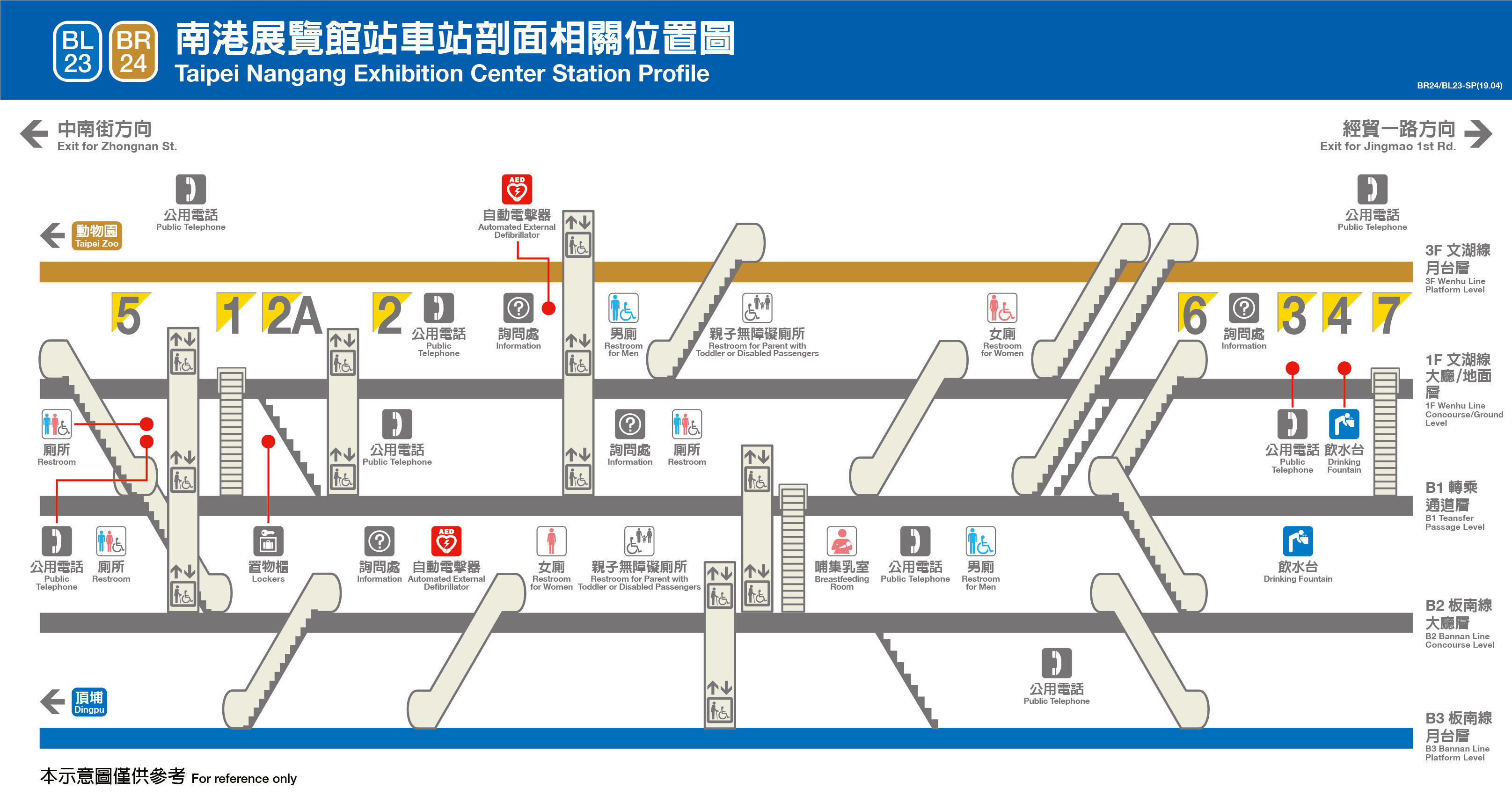 台北捷運南港展覽館站平面圖剖面圖