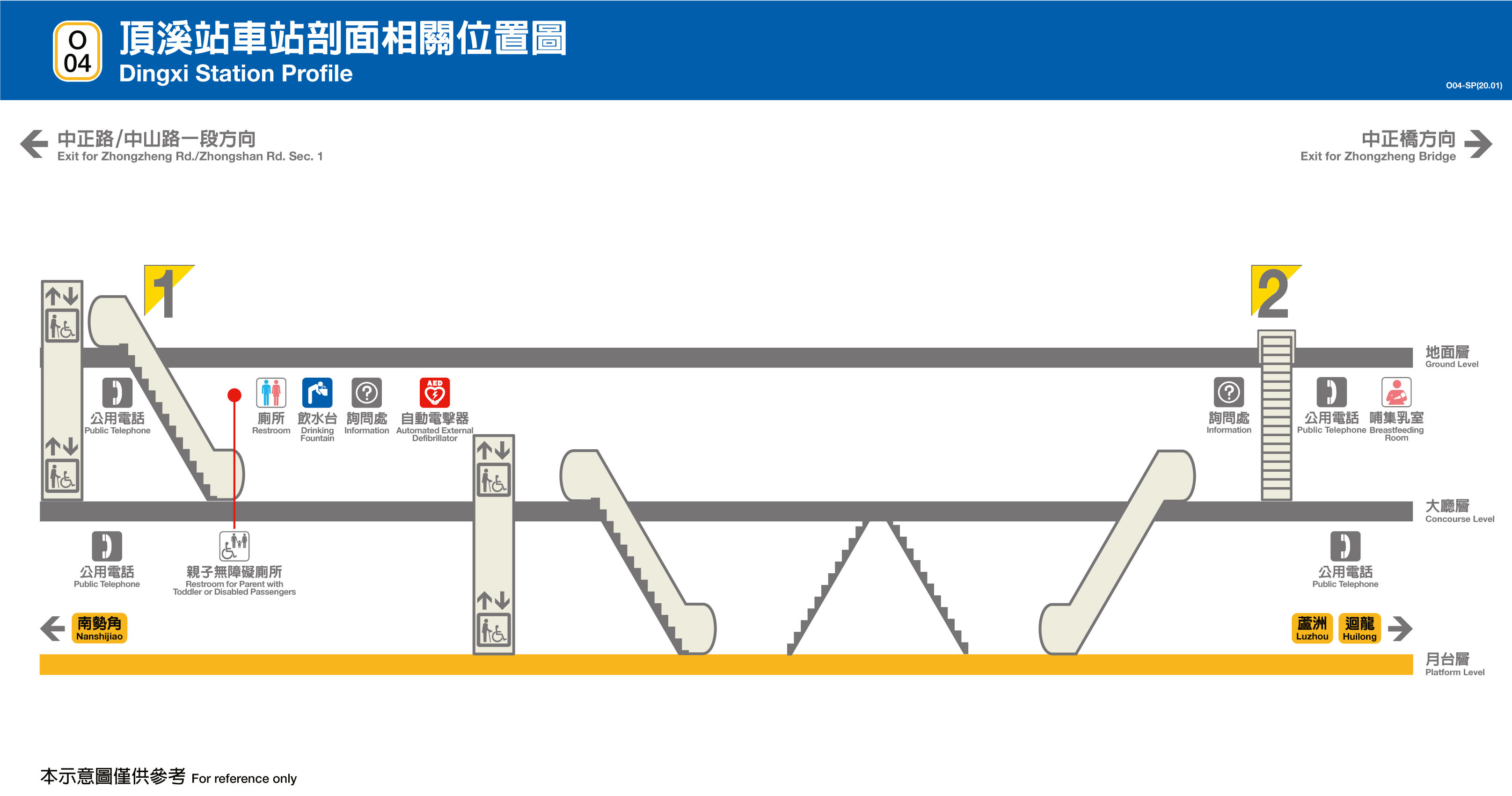 台北捷運頂溪站平面圖剖面圖