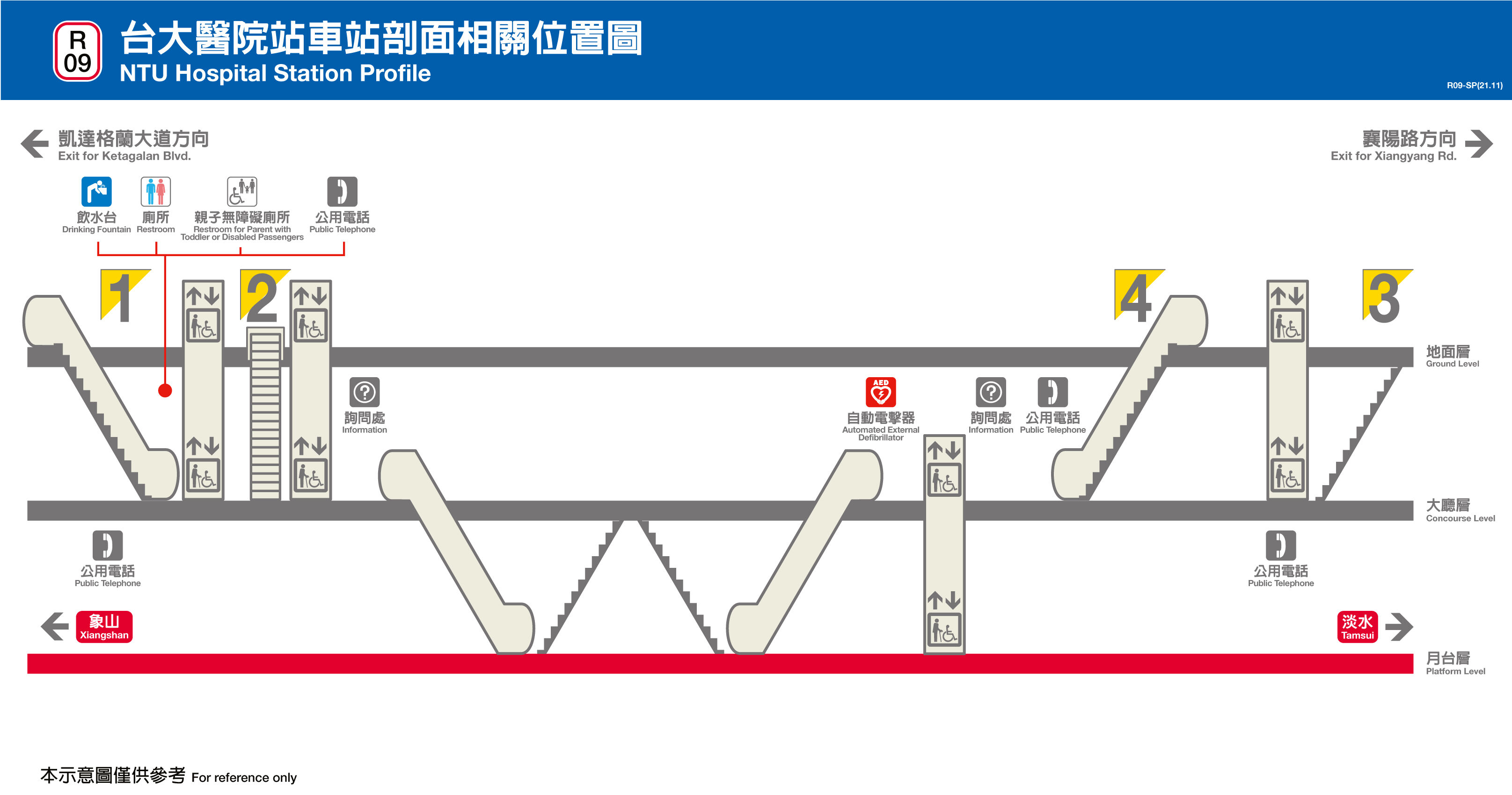 台北捷運台大醫院站平面圖剖面圖