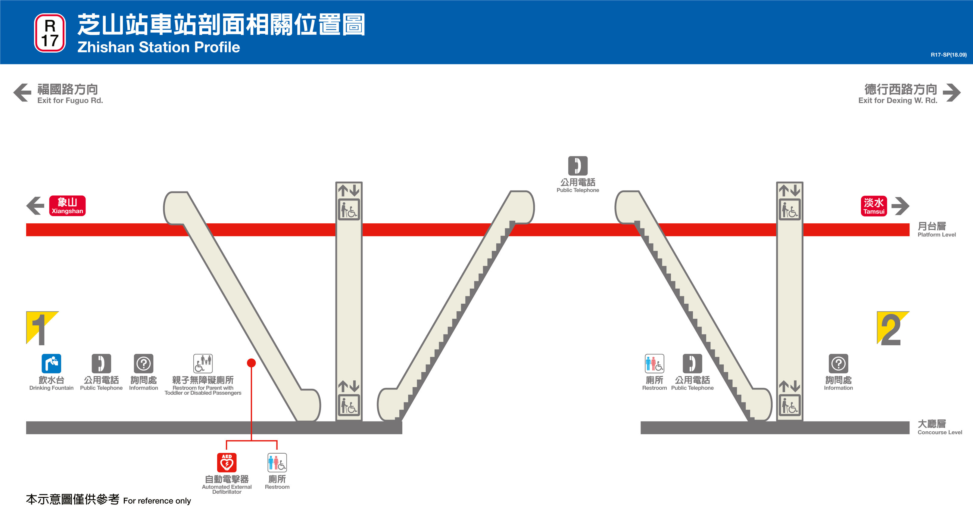 台北捷運芝山站平面圖剖面圖