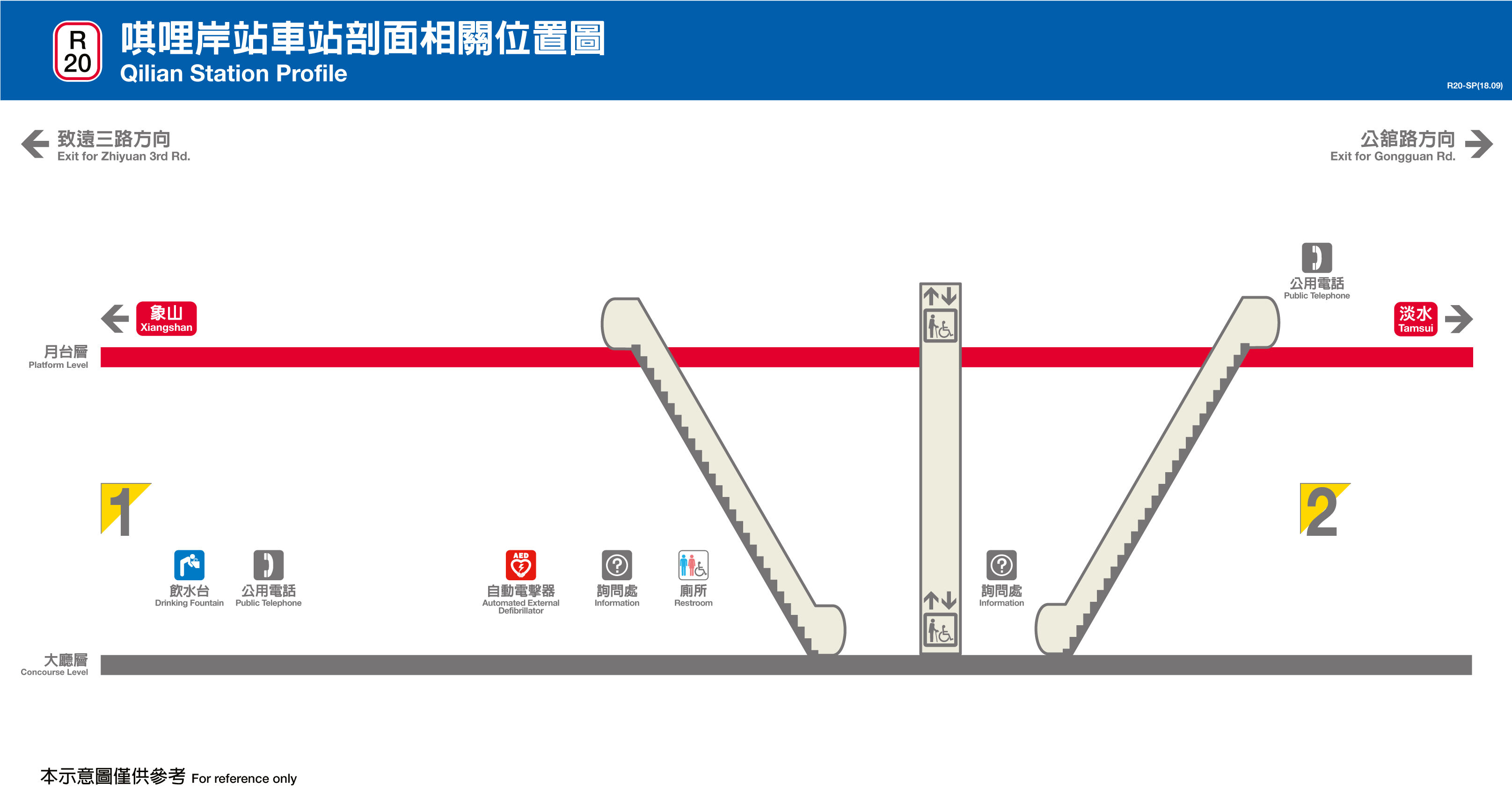 台北捷運唭哩岸站平面圖剖面圖