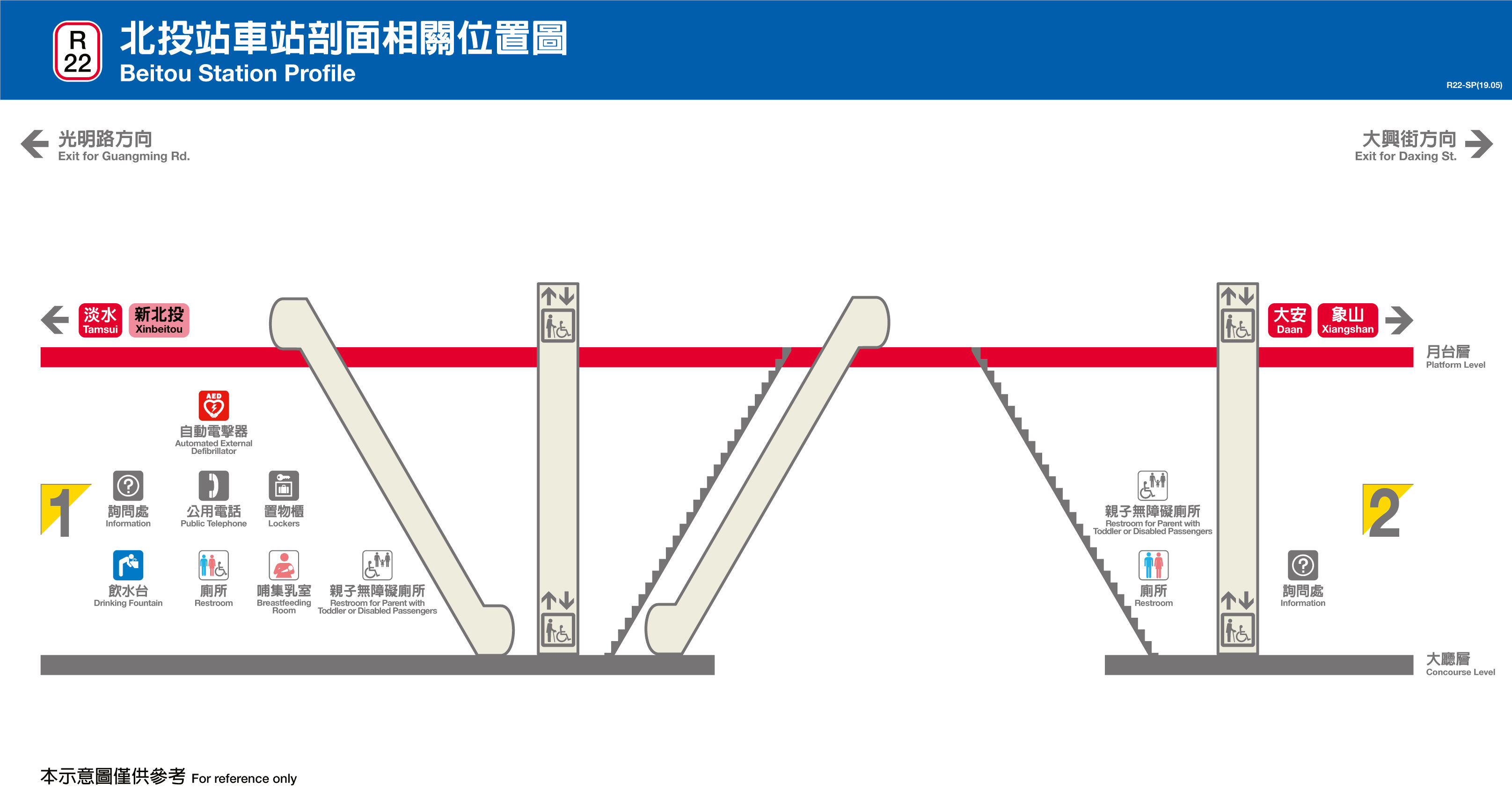 台北捷運北投站平面圖剖面圖