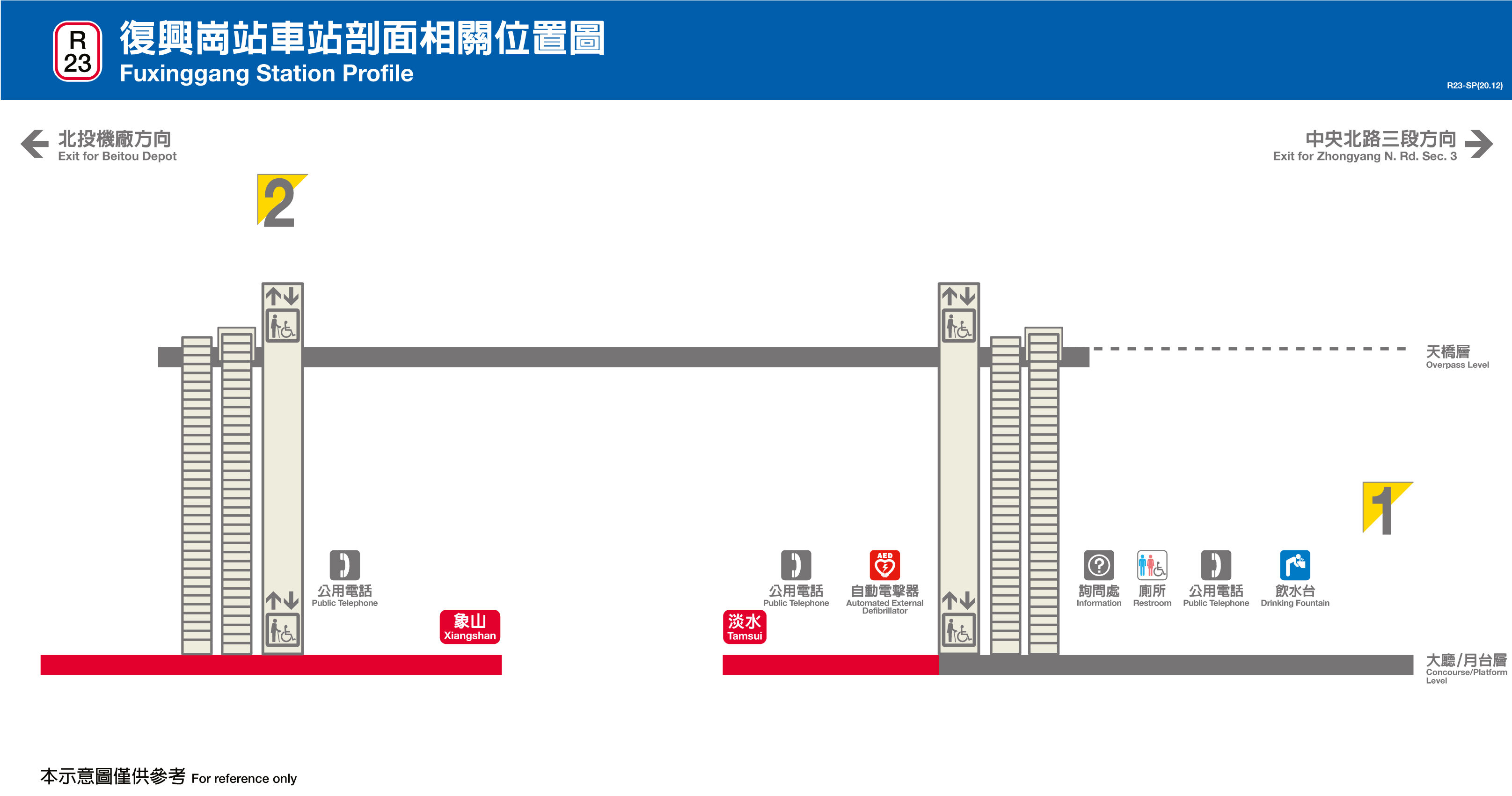 台北捷運復興崗站平面圖剖面圖
