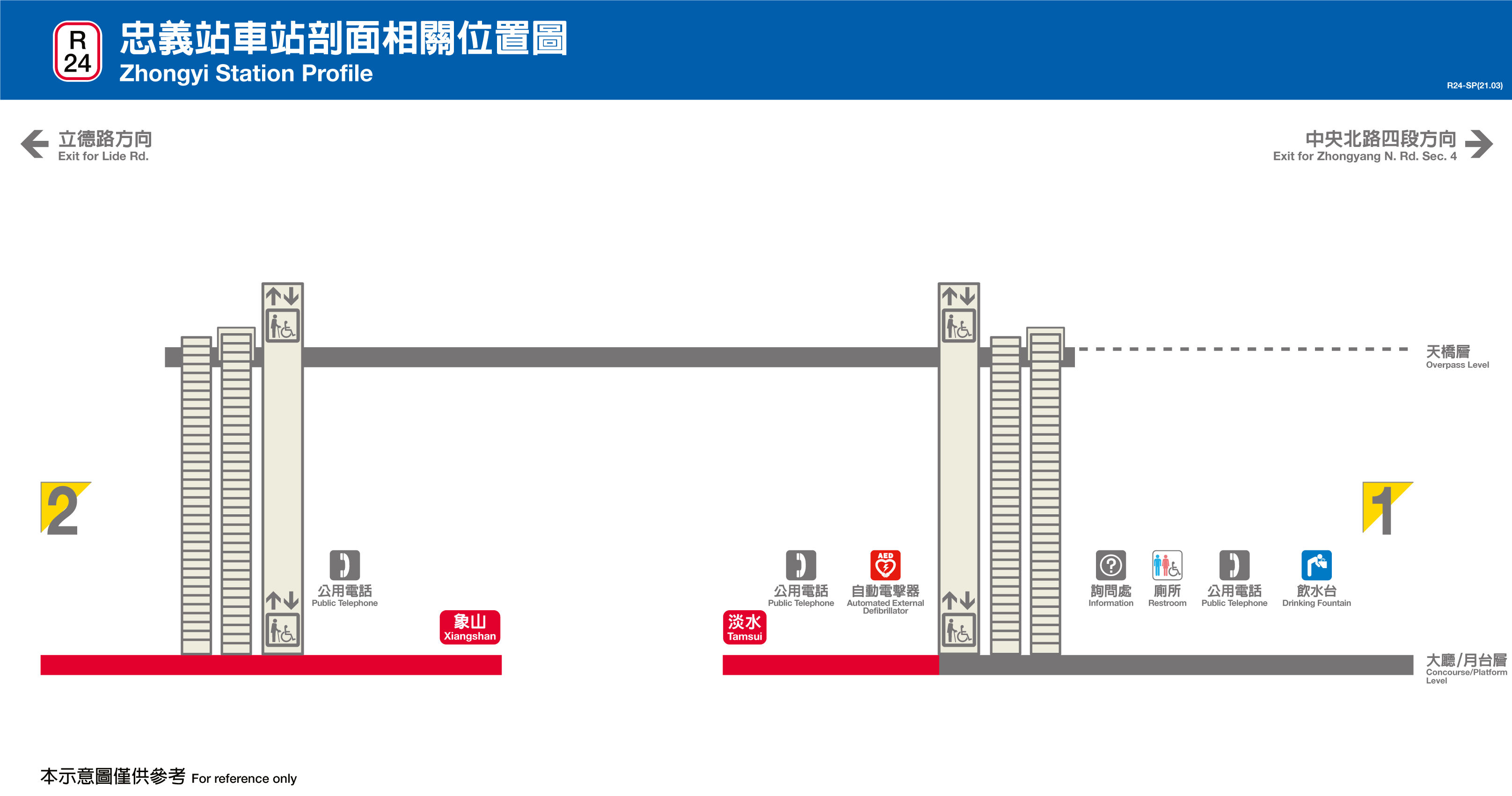 台北捷運忠義站平面圖剖面圖