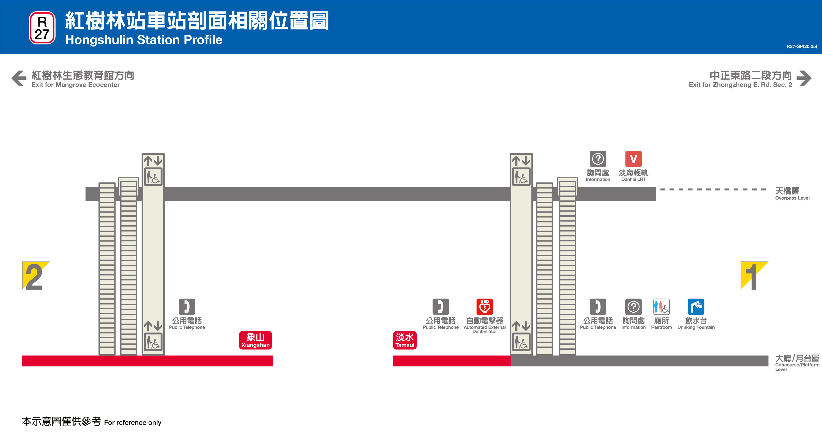 台北捷運紅樹林站平面圖剖面圖