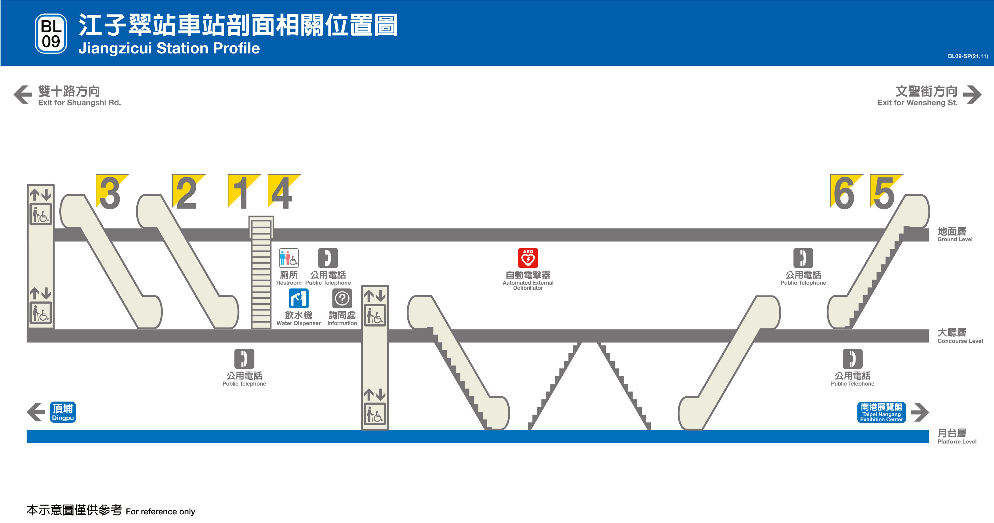 台北捷運江子翠站平面圖剖面圖