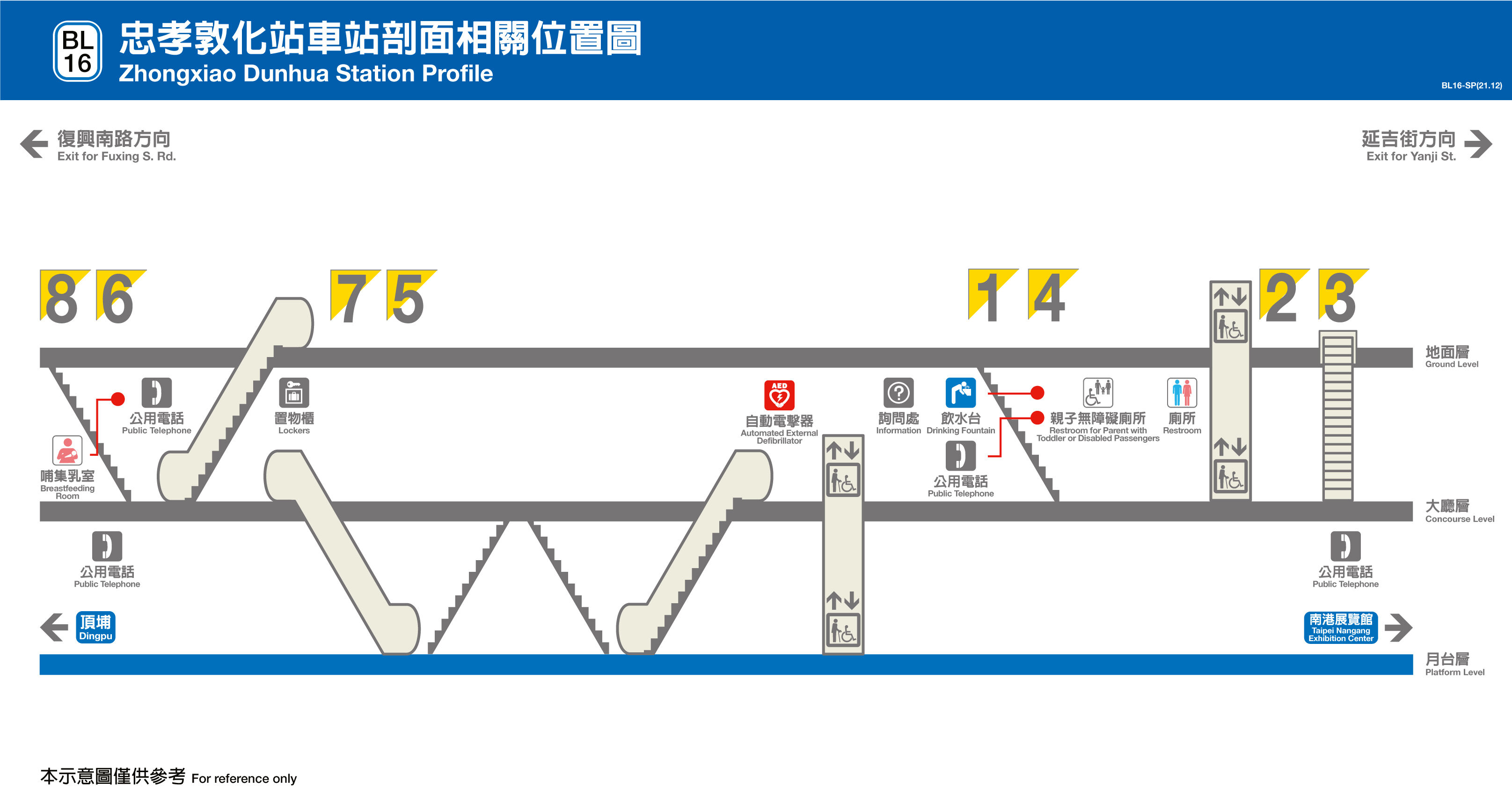 台北捷運忠孝敦化站平面圖剖面圖