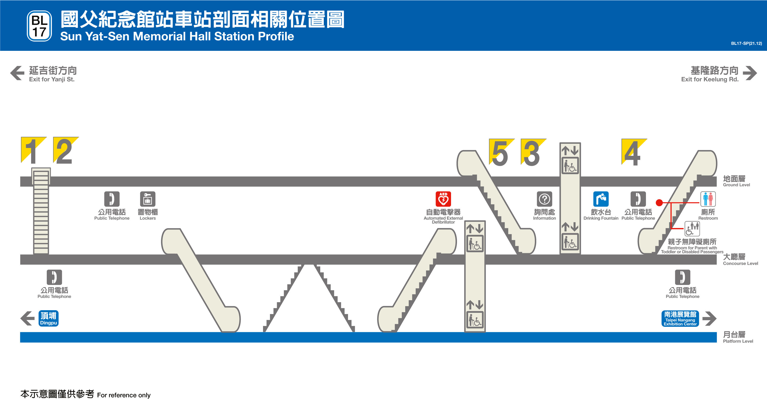 台北捷運國父紀念館站平面圖剖面圖