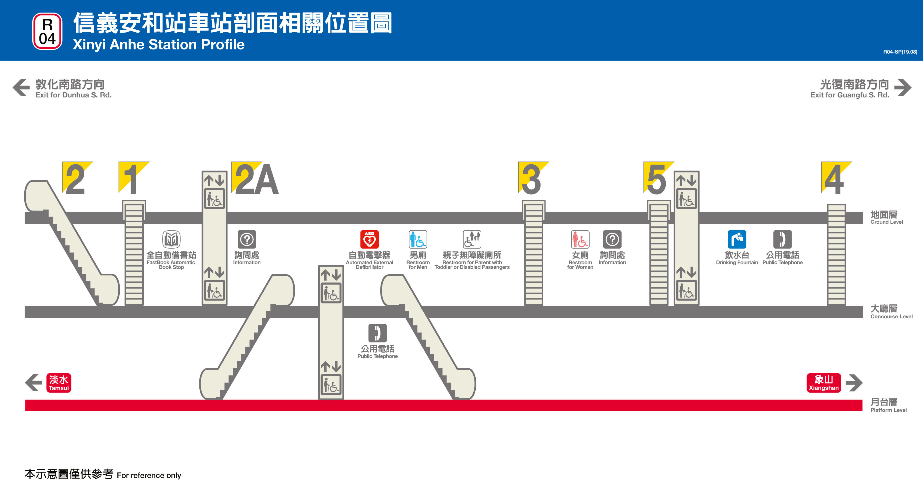 台北捷運信義安和站平面圖剖面圖