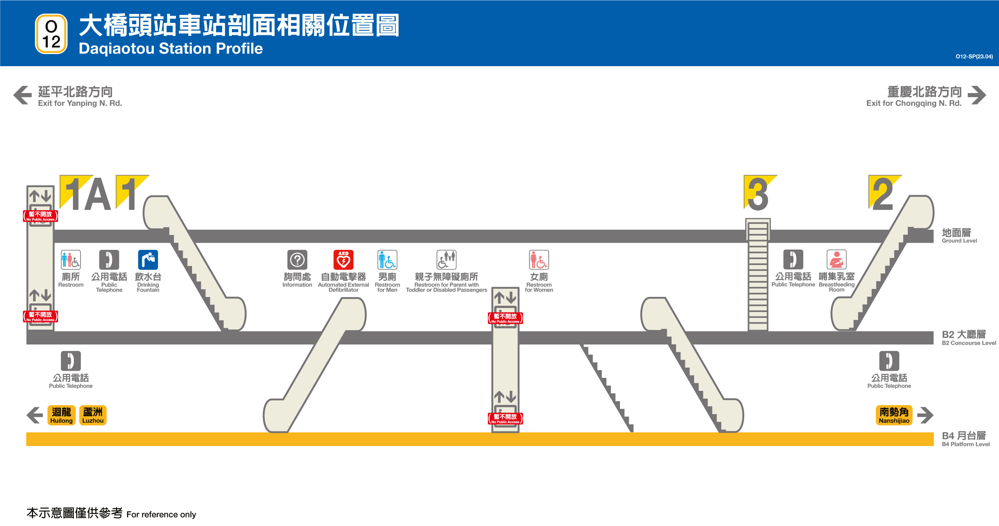 台北捷運大橋頭站平面圖剖面圖