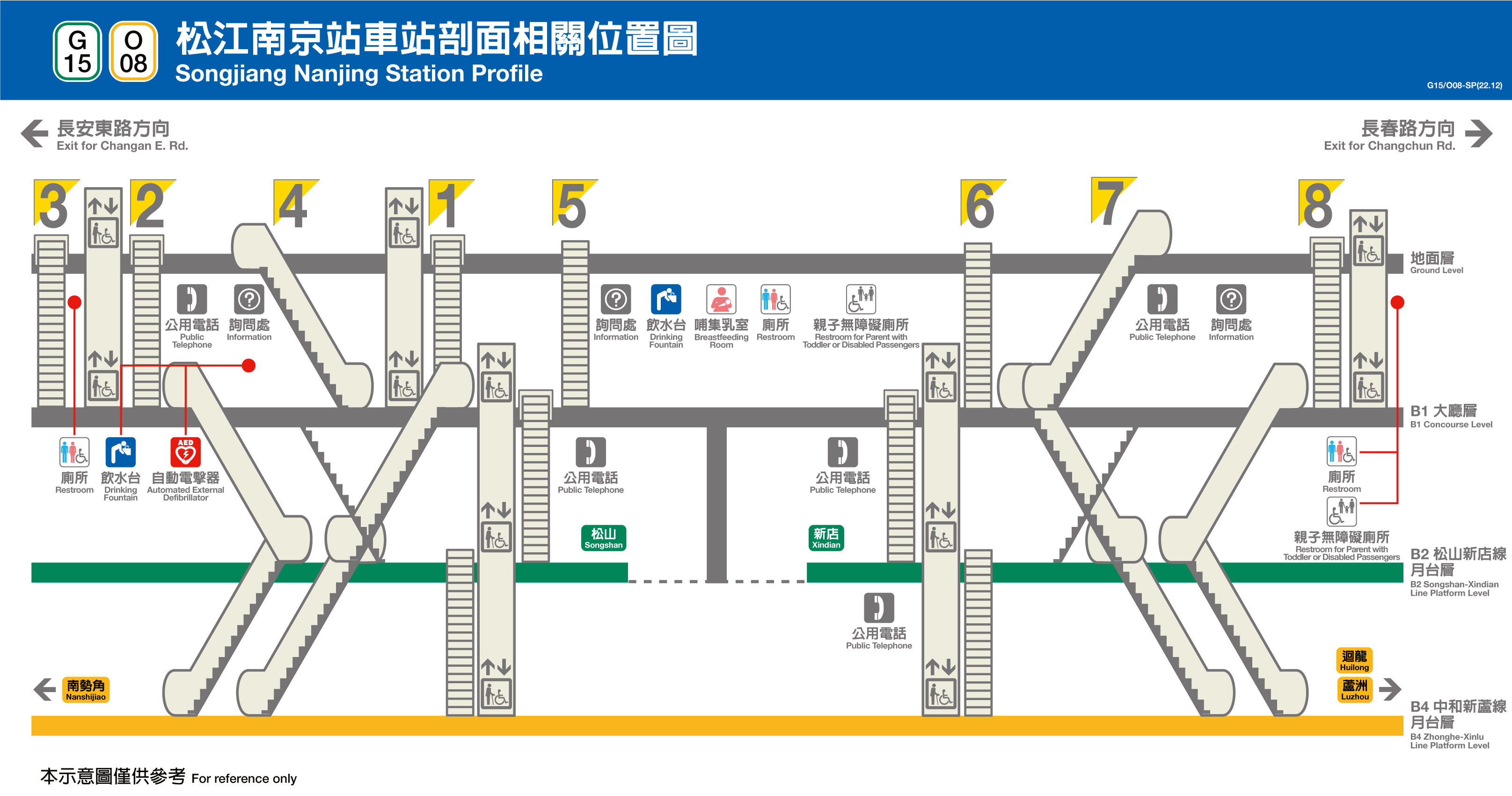 台北捷運松江南京站平面圖剖面圖