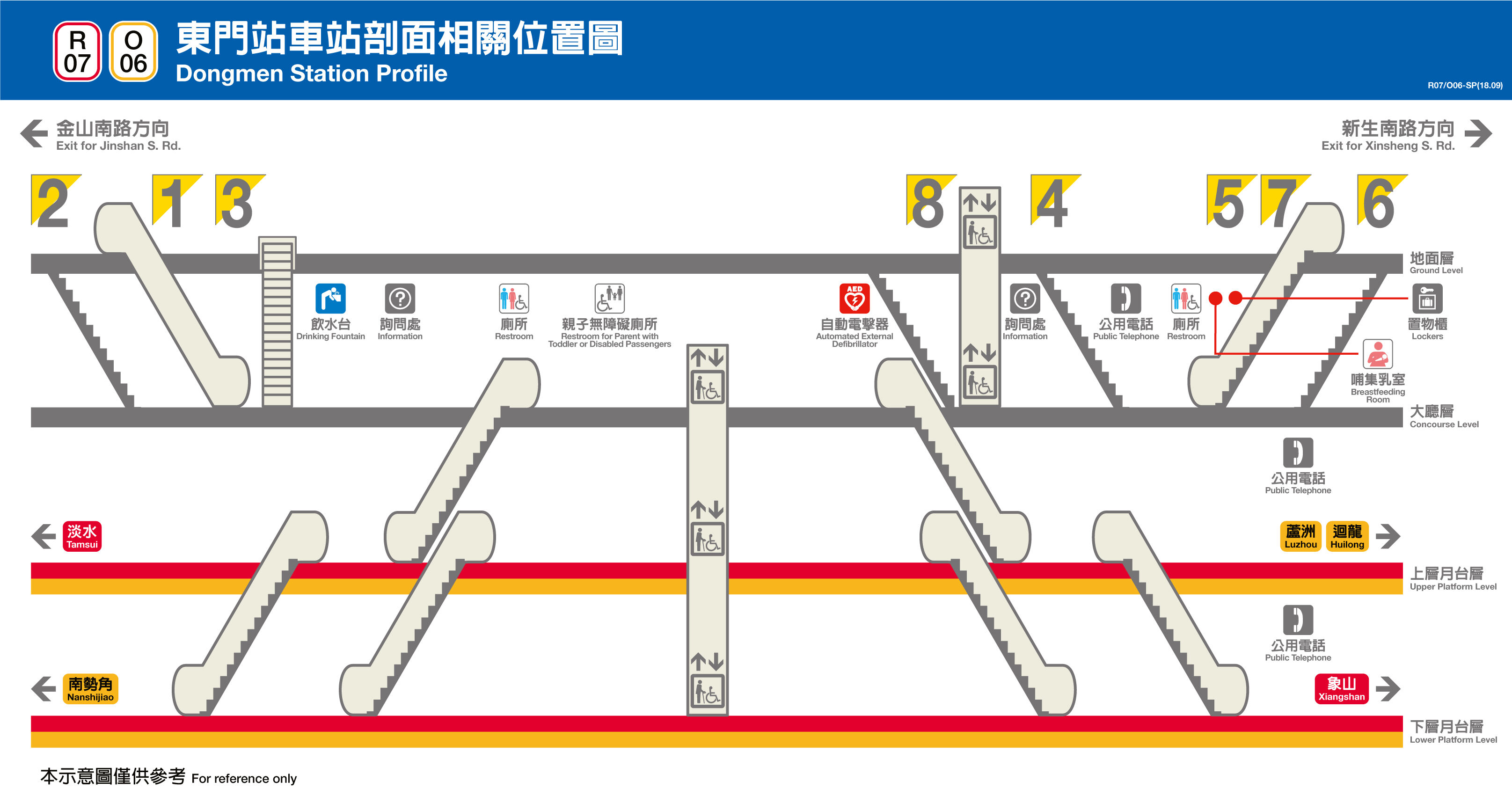 台北捷運東門站平面圖剖面圖