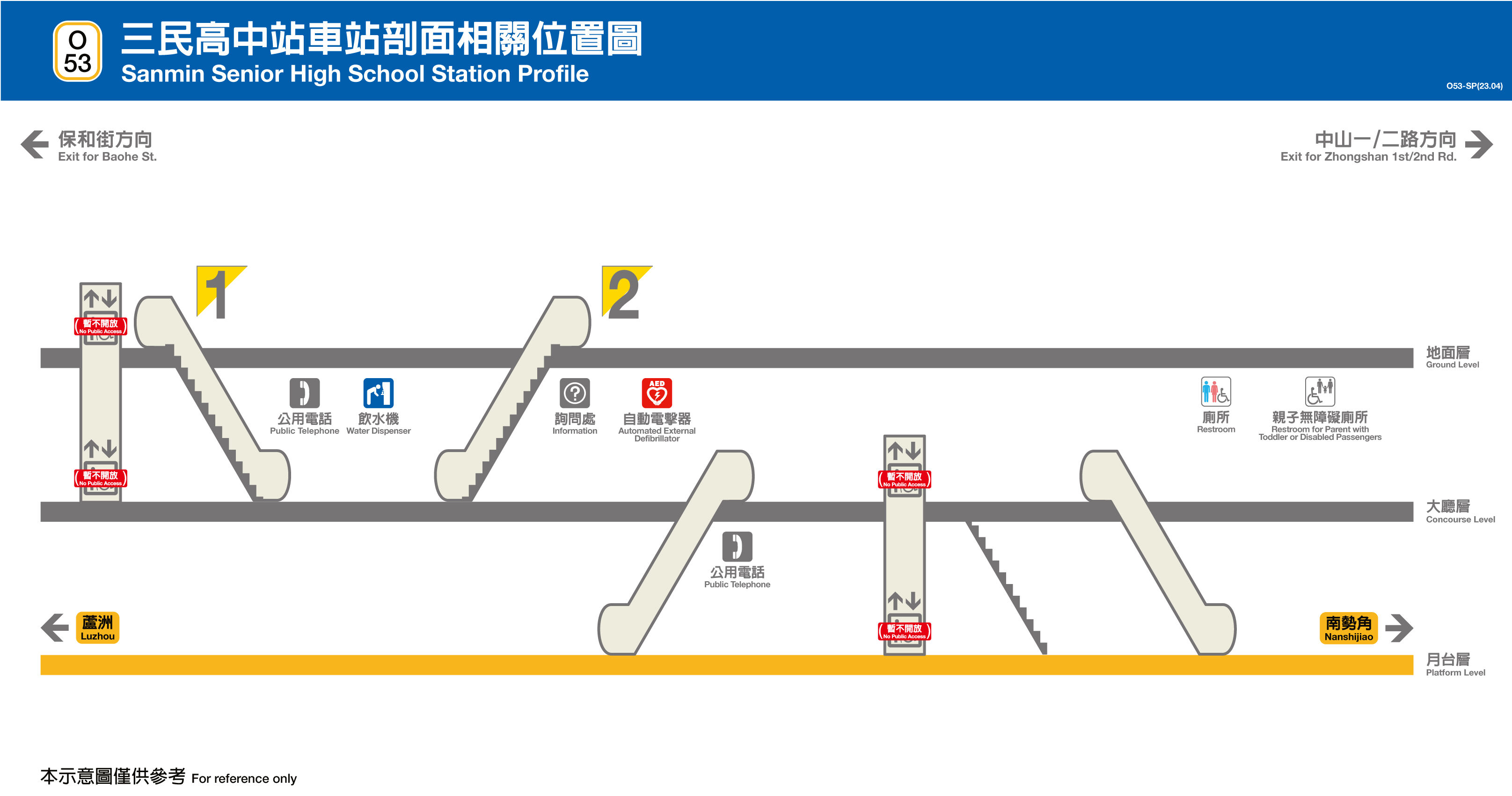台北捷運三民高中站平面圖剖面圖