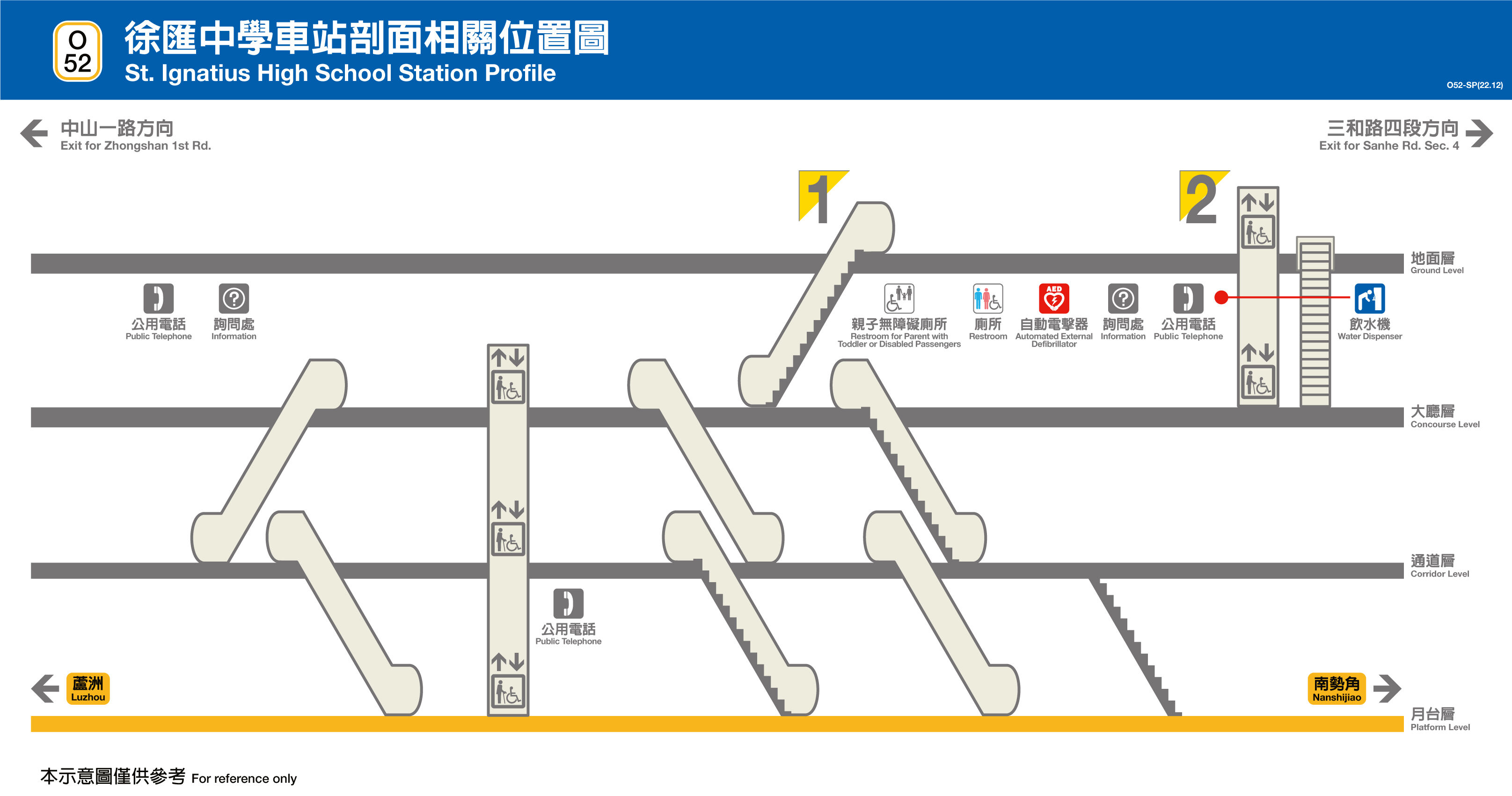 台北捷運徐匯中學站平面圖剖面圖