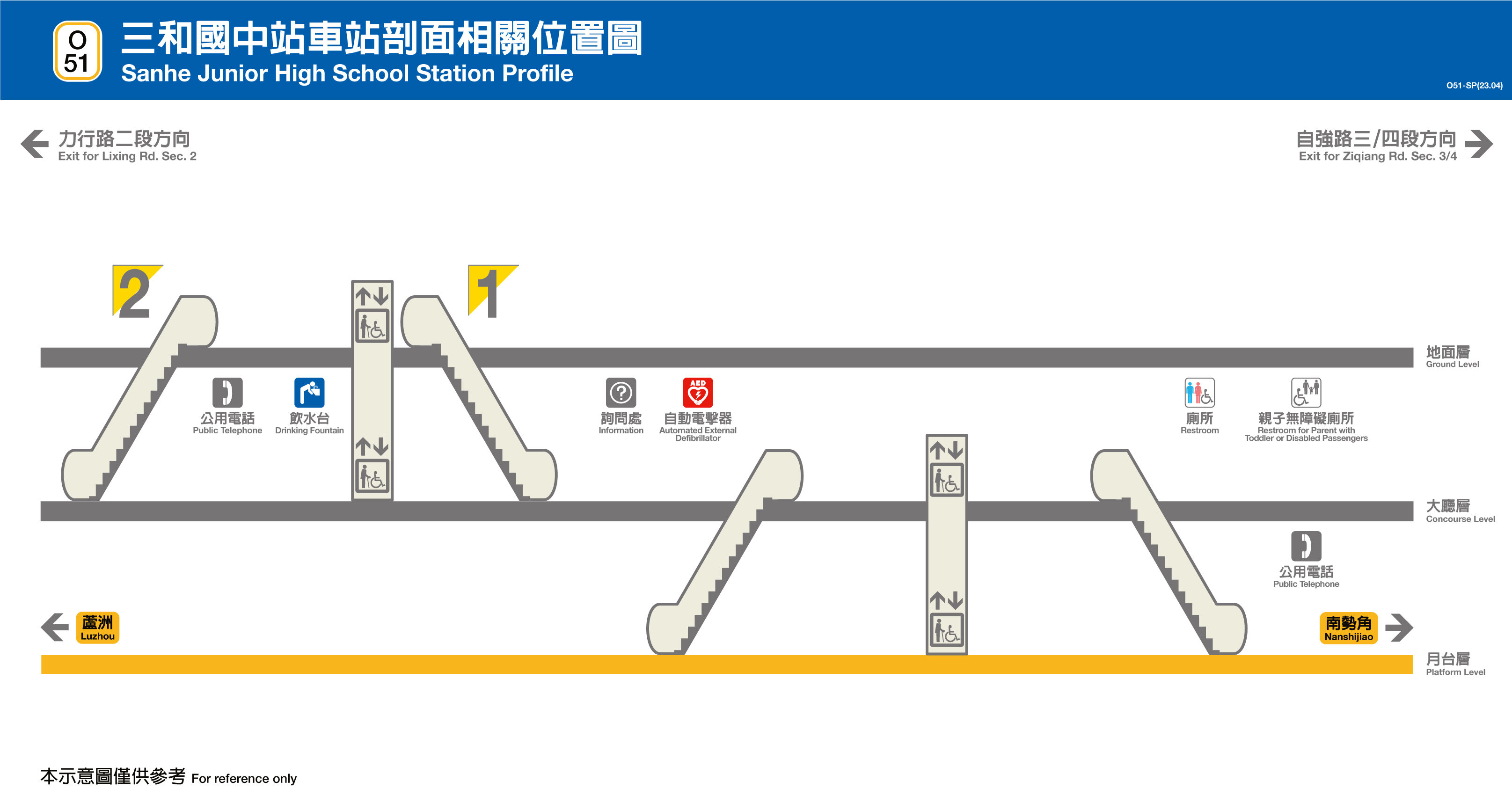 台北捷運三和國中站平面圖剖面圖